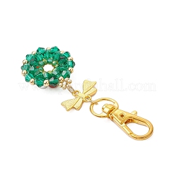 Christmas Wreath Natural Carnelian & Glass & Shell Pearl & Seed Beads Pendant Decorations&nbsp;HJEW-MZ00322