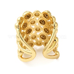 Brass Micro Pave Clear Cubic Zirconia Open Cuff Rings&nbsp;RJEW-A046-12G