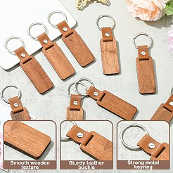 10Pcs Rectangle Wood Blank Pendant Keychains&nbsp;FIND-YW0008-08