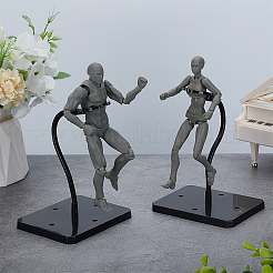 Assembled Rectangle PS Plastic Action Figure Display Stands with Adjustable Iron Support Arm&nbsp;ODIS-WH0100-12A