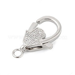 Brass Micro Pave Clear Cubic Zirconia Lobster Claw Clasps&nbsp;KK-P299-04P