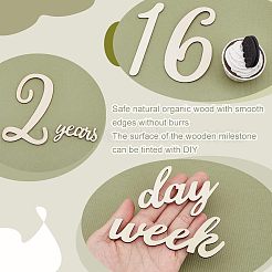 Wood Baby Milestone Numbers Signs Sets&nbsp;AJEW-WH0042-30