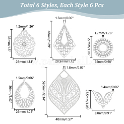 36Pcs 6 Styles Kite Round Teardrop 304 & 201 Stainless Steel Chandelier Component Links&nbsp;STAS-UN0057-15