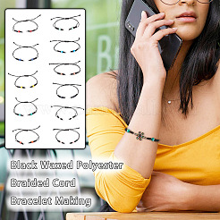 11Pcs 11 Colors Black Waxed Polyester Braided Cord Bracelet Making&nbsp;AJEW-TA00029