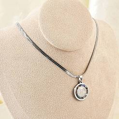 201 Stainless Steel Flat Round Pendant Flat Snake Chain Necklaces for Men&nbsp;NJEW-S387-04P