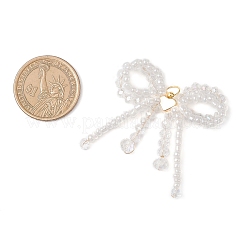 Glass Seed Beaded Bowknot with Heart Pendants&nbsp;PALLOY-MZ01162-02