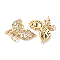Brass Micro Pave Clear Cubic Zirconia Connector Charms&nbsp;CU-CBA4579-01G-B