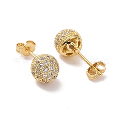 Clear Cubic Zirconia Disco Ball Stud Earrings&nbsp;EJEW-C030-01