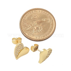 Brass Micro Pave Clear Cubic Zirconia Stud Earrings for Women&nbsp;LS-EJEW-U034-02G-01
