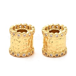 Brass Micro Pave Clear Cubic Zirconia European Beads&nbsp;ZIRC-P086-38G