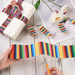 2Rolls 2 Styles Stripe Pattern Printed Polyester Grosgrain Ribbon&nbsp;OCOR-TA0001-37F