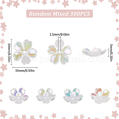 300Pcs Transparent Acrylic Flower Bead Caps&nbsp;MACR-SC0001-56