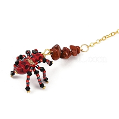 Halloween Theme Spider & Skull Dyed Synthetic Turquoise & Glass Seed Beads Pendant Decorations&nbsp;HJEW-MZ00282-02