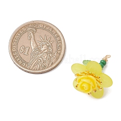 7Pcs Glass Seed Beaded Rose Flower Pendants&nbsp;PALLOY-MZ01231