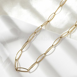 Ion Plating(IP) 304 Stainless Steel Paperclip Chain Necklace for Men Women&nbsp;NJEW-P272-02G