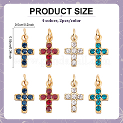 8Pcs 4 Colors 316 Surgical Stainless Steel Tiny Cross Charms&nbsp;STAS-ME0002-33