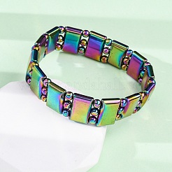 Electroplate Synthetic Non-magnetic Hematite Beads Stretch Bracelets for Men Women&nbsp;G-P571-J01-MC