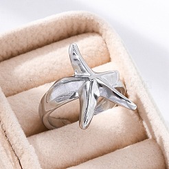 Stafish 304 Stainless Steel Open Cuff Rings for Women&nbsp;RJEW-F174-01P