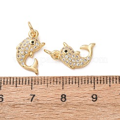 Brass Micro Pave Black Cubic Zirconia Charms&nbsp;CU-H002-02G