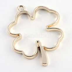 Rack Plating Alloy Irish Clover Open Back Bezel Pendants&nbsp;LS-PALLOY-S047-06E-FF