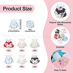6Pcs 6 Colors Polymer Clay Rhinestone Beads&nbsp;FIND-TA0006-53