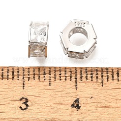 925 Sterling Silver Micro Pave Clear Cubic Zirconia Beads&nbsp;STER-B006-16P