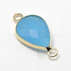 Golden Tone Brass Glass Teardrop Links connectors&nbsp;GLAA-J010A-HF23-G