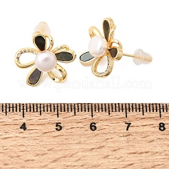 Brass Micro Pave Cubic Zirconia Stud Earrings&nbsp;AJEW-H158-04G