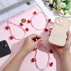 3Pcs Cherry Acrylic & ABS Plastic Bead Mobile Straps&nbsp;AJEW-ME0003-41