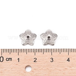 Tarnish Resistant 5-Petal 304 Stainless Steel Flower Bead Caps&nbsp;STAS-E083-03P
