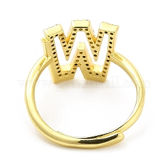 Mixed Color Enamel Initial Letter Adjustable Ring with Clear Cubic Zirconia&nbsp;RJEW-P045-01G-W