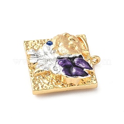 Brass Micro Pave Cubic Zirconia Enamel Pendants&nbsp;KK-L250-08G-04