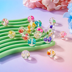 18Pcs 9 Colors Transparent Resin Inner Dried Flower Beads&nbsp;RESI-TA0003-29