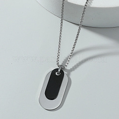 Oval 201 Stainless Steel Blank Tag Pendant Necklaces for Men&nbsp;FS-WG04020-01
