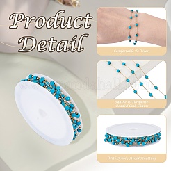 2.5M Handmade Synthetic Turquoise Beads & 316 Stainless Steel Round Link Chains&nbsp;DIY-TA0016-15B-G