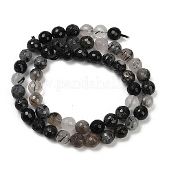 Natural Black Rutilated Quartz Beads Strands&nbsp;G-R447-8mm-03-01