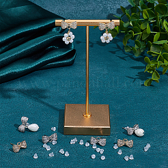 4 Pairs 2 Colors Rack Plating Brass Micro Pave Clear Cubic Zirconia Earring Findings&nbsp;KK-BC0015-27