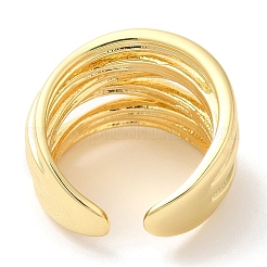 Rack Plating Brass Multi Line Open Cuff Ring for Women&nbsp;RJEW-A016-04G