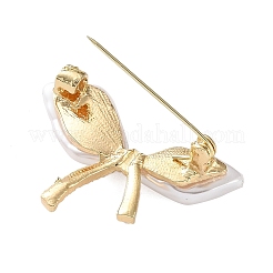 Bowknot Crystal Rhinestone & Plastic Pearl Brooch&nbsp;JEWB-G040-03G