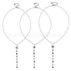 7 Chakra Gemstone Long Tassel Y Necklaces&nbsp;NJEW-JN06603