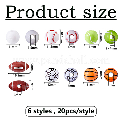 120Pcs 6 Styles Craft Style Acrylic Beads&nbsp;MACR-DC0001-19