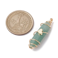 Natural Mixed Gemstone Copper Wire Wrapped Double Terminal Pointed Pendants&nbsp;PALLOY-JF02547