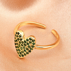 Brass Micro Pave Cubic Zirconia Cuff Rings for Women&nbsp;RJEW-Z113-01G-02