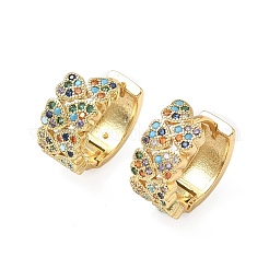 Heart Brass Micro Pave Cubic Zirconia Hoop Earrings&nbsp;EJEW-A132-10G-01