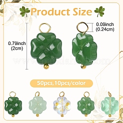 50Pcs 5 Style Glass Pendants&nbsp;PALLOY-YW00141