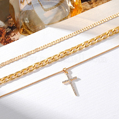 Alloy Crystal Crystal Rhinestone Cross Pendant 3-
Layer Necklaces for Women&nbsp;FS-WG64AC3-01