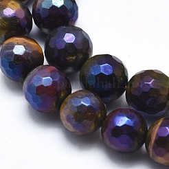 Electroplated Natural Tiger Eye Beads Strands&nbsp;G-O164-03-10mm