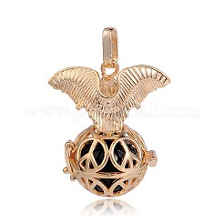 Golden Plated Brass Hollow Round Cage Pendants&nbsp;KK-J252-06G