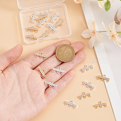 20Pcs 2 Colors Rack Plating Brass Micro Pave Clear Cubic Zirconia Rectangle Chandelier Component Links&nbsp;KK-GO0001-92