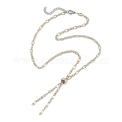2Pcs Adejustabel Two Tone 304 Stainless Steel Oval Link Chains Necklace Making&nbsp;AJEW-JB01666